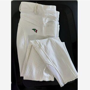 EQUILINE Girls NWT 10/11 White Full Seat Grip Breeches Youth Childs